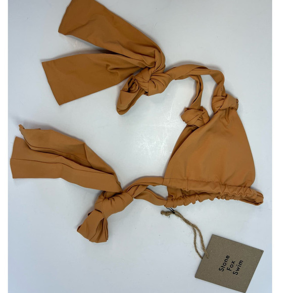 NWT Stone Fox Swim Isobel Minimalist Bikini Top Adjustable Sandstone size Small - Picture 4 of 16